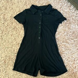 Black Button-down Romper